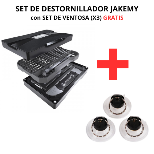 KIT DE DESTORNILLADOR JAKEMY + SET DE VENTOSA (X3) GRATIS