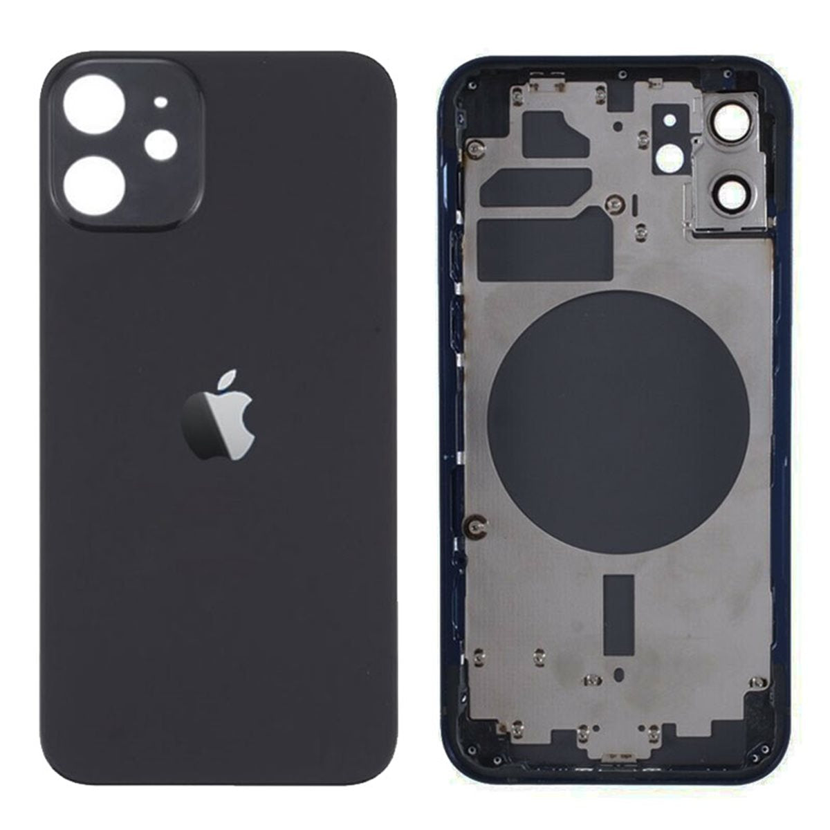 Repuesto Chasis Carcasa Tapa Trasera iPhone 12 (NEGRO)